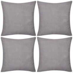 4 Housses De Coussin En Coton 80 X 80 Cm Gris