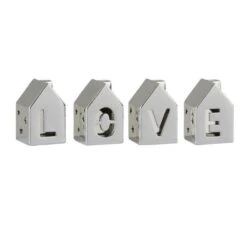 4 Petites Maisons Porcelaine Argentée Licia