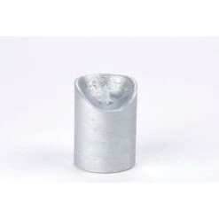 Bougie De Noël LED En Paraffine - Fausse Flamme - H 10 Cm - Blanc Chaud Et Argent