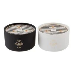 Bougie Parfumée Thé Blanc Verre Noir Et Blanc Narsh - Lot De 2