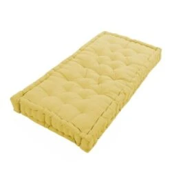 COTTON WOOD Coussin De Palette 100 % Coton Uni - 60x120x10 Cm - Jaune Pastel