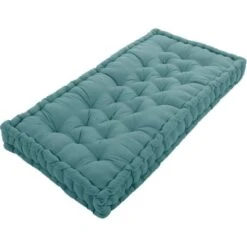 COTTON WOOD Coussin De Palette Uni - 100% Coton - 60 X 120 X 10 Cm - Bleu Minéral