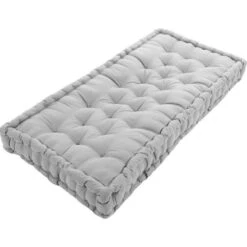 COTTON WOOD Coussin De Palette Uni - 100% Coton - 60 X 120 X 10 Cm - Gris Clair