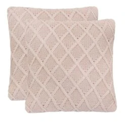 Coussin 2 Pcs Coton Tricoté Lourd 45 X 45 Cm Rose