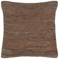 Coussin Chindi Marron 60x60 Cm Cuir Et Coton