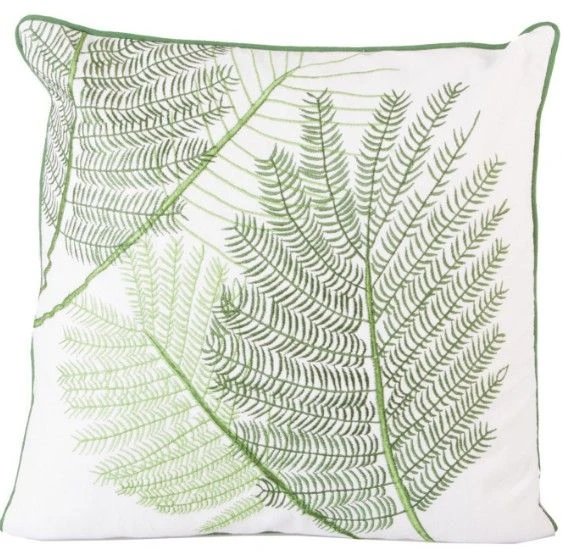 Coussin Coton Et Polyester Blanc Et Vert Flore 3 Coussin Coton Et Polyester Blanc Et Vert Flore