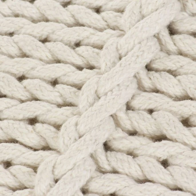 Coussin De Plancher Carré Coton Tricoté 60 X 60 Cm Blanc 4 Coussin De Plancher Carré Coton Tricoté 60 X 60 Cm Blanc – Image 2