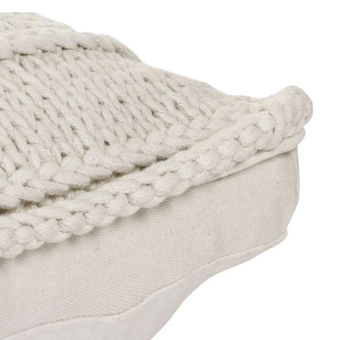 Coussin De Plancher Carré Coton Tricoté 60 X 60 Cm Blanc 6 Coussin De Plancher Carré Coton Tricoté 60 X 60 Cm Blanc – Image 4