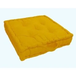 Coussin De Sol Grand Format 100% Coton 60x60x15 Cm MOUTARDE