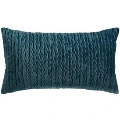 Coussin En Velours Plissé - 30 X 50 Cm - Bleu