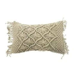Coussin Macrame - 30 X 50 Cm - Beige Naturel