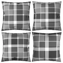 Coussins Décoratifs 4 Pcs Carreaux Gris 60x60 Cm Tissu