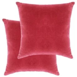 Coussins En Velours De Coton 2 Pcs 45 X 45 Cm Rose