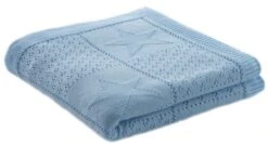 Couverture Tricot Coton Bleu Ciel Etoiles Doux Nid