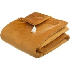 Edredon Velours Sonia - 80 X 180 Cm - Ocre