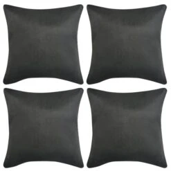 Housse De Coussin 4 Pcs 80x80 Cm Polyester Faux Daim Anthracite