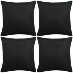 Housse De Coussin 4 Pcs Lin Noir 50 X 50 Cm