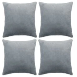 Housse De Coussin 4 Pcs Velours 50 X 50 Cm Gris