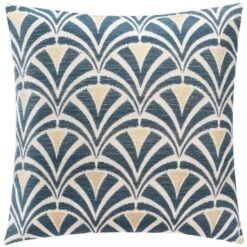 Housse De Coussin Chenille Art Déco Polyester, Coton, Viscose Et Autre - 40x40 Cm - Bleu Moyen