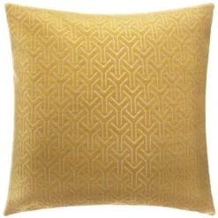 Housse De Coussin Chenille Géométrique - 40 X 40 Cm - Jaune Ocre