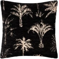 Housse De Coussin Chenille Palm - 40 X 40 Cm - Noir