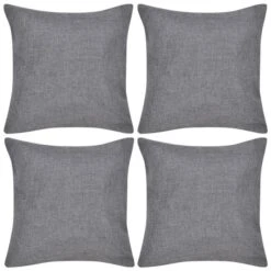 Housses De Coussin 4 Pcs Anthracite Aspect De Lin 80 X 80 Cm