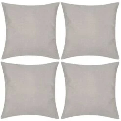 Housses De Coussin 4 Pcs Aspect De Lin Beige 80x80 Cm