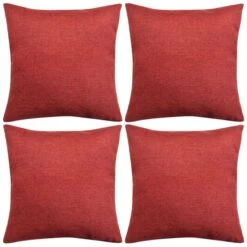 Housses De Coussin 4 Pcs Aspect De Lin Bordeaux 40x40 Cm