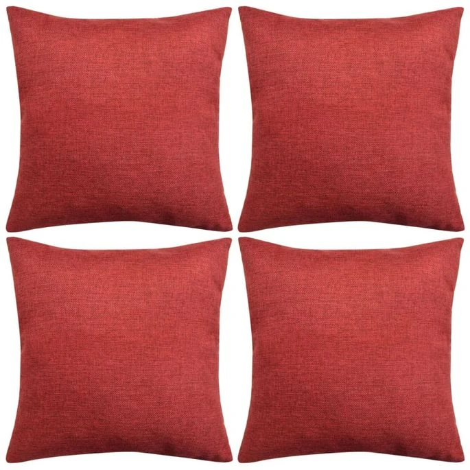 Housses De Coussin 4 Pcs Aspect De Lin Bordeaux 40x40 Cm 3 Housses De Coussin 4 Pcs Aspect De Lin Bordeaux 40x40 Cm
