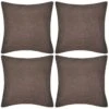 Housses De Coussin 4 Pcs Aspect De Lin Marron 80x80 Cm