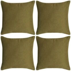 Housses De Coussin 4 Pcs Aspect De Lin Vert 50x50 Cm