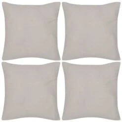 Housses De Coussin 4 Pcs Coton Beige 50x50 Cm
