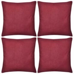 Housses De Coussin 4 Pcs Coton Bordeaux 40x40 Cm