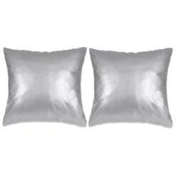 Jeu De Coussin 2 Pcs PU 45 X 45 Cm Argenté