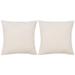 Jeu De Coussin 2 Pcs Velours 45 X 45 Cm Blanc Cassé