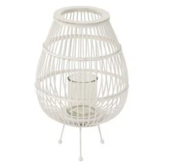 Lanterne Bois Massif Blanc Neela H 47 Cm