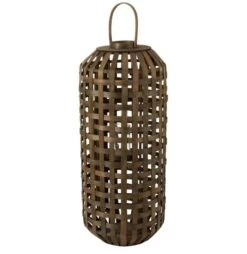 Lanterne Bois Massif Foncé Cintee H 95 Cm
