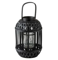 Lanterne Cylindrique Bambou Noir Bialli H 47 Cm
