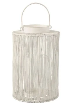 Lanterne Moyenne Métal Blanc Leyla H 38.5 Cm