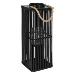 Lanterne Rectangulaire Bambou Noir Bialli H 60 Cm - Lot De 4