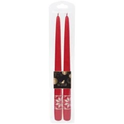 LE CHAT Lot De 2 Flambeaux Rhodos De Noël - H 29 Cm - Rouge Avec Sérigraphie Ivoire