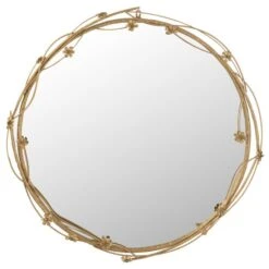 Miroir Avec Motif Fleuri Doré Mélodie D 81 Cm