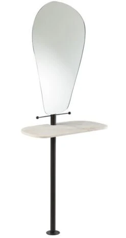 Miroir Avec Planche Marbre Blanc Et Noir Josa L 65 Cm