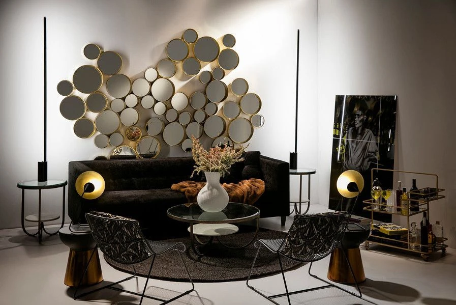 Miroir Mural 13 Ronds Métal Doré Kaïra 4 Miroir Mural 13 Ronds Métal Doré Kaïra – Image 2