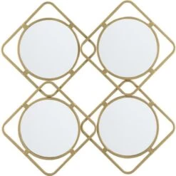 Miroir Mural Losange 4 Parties Métal Doré Sallow