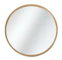Miroir Mural Rond Bambou Clair Nachi D 60 Cm