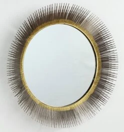 Miroir Mural Rond Métal Argenté Et Doré Rary