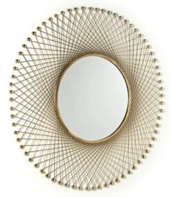 Miroir Mural Rond Métal Doré Roxane 2