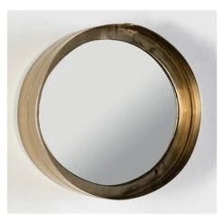 Miroir Mural Rond Métal Doré Alma D 20 Cm