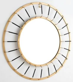 Miroir Mural Rond Métal Doré Et Noir Roxane